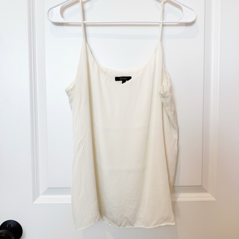 Quince Womens Stretch Silk V Neck Cami Large Ivory Quiet Luxury Capsule